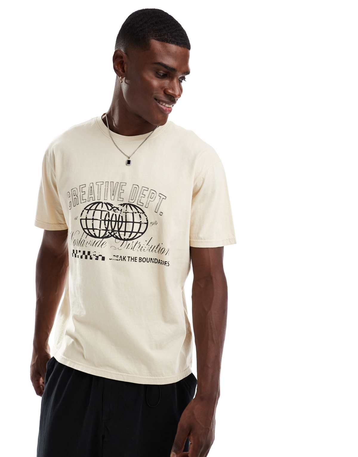 Another Influence acid wash graphic t-shirt in tan