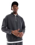 [Another Influence] Another Influence acid wash half-zip pullover jumper in charcoal (part of a set)-Grey Chest 34 ACID WASH /CHARCOAL