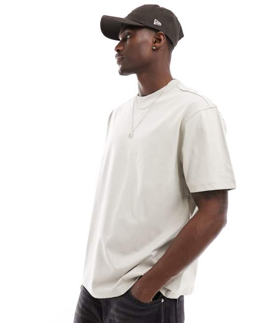 Another Influence – Beige, kraftig t-shirt i oversize