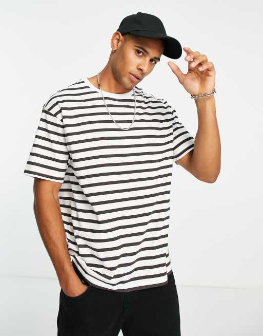 Another Influence boxy fit stripe t-shirt in white | ASOS