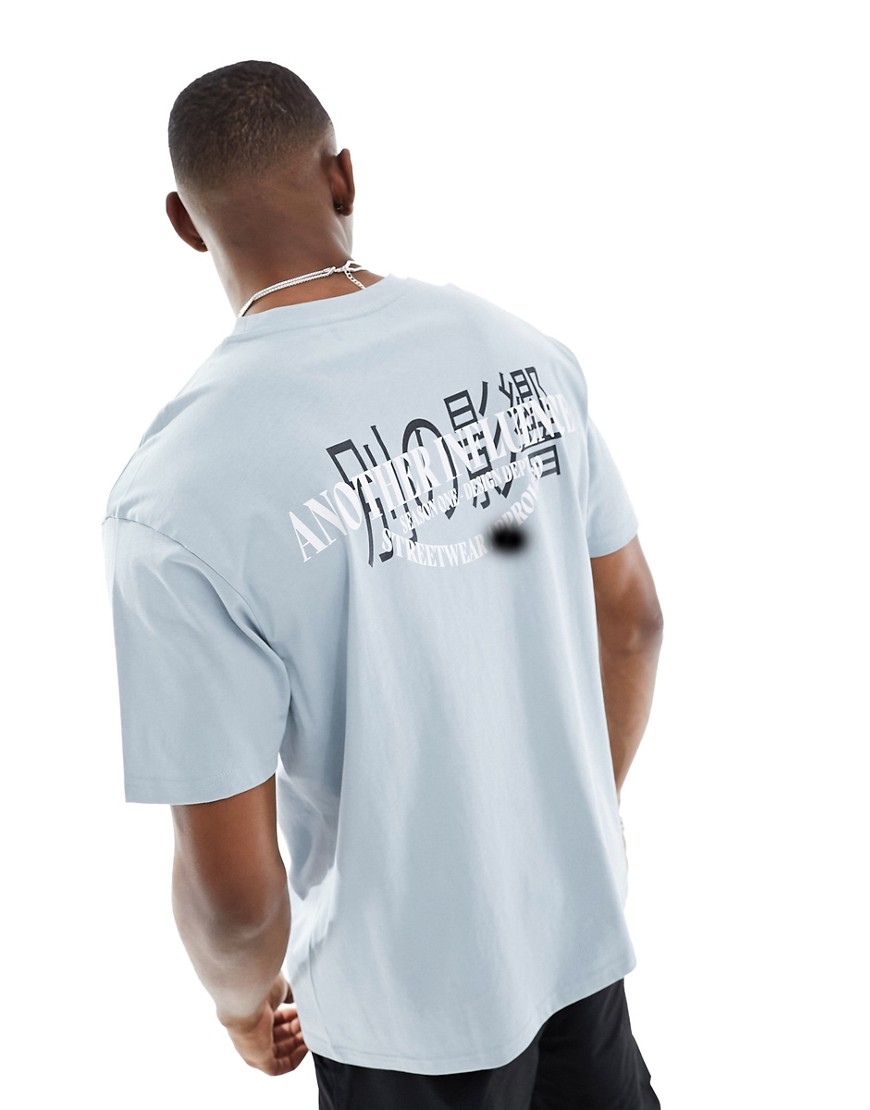 Another Influence boxy logo print t-shirt in blue