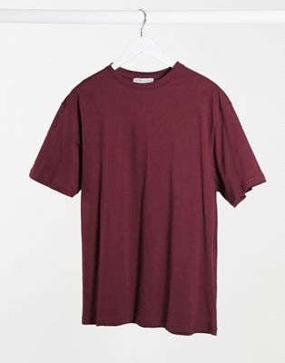 Another Influence boxy oversized t-shirt in burgandy