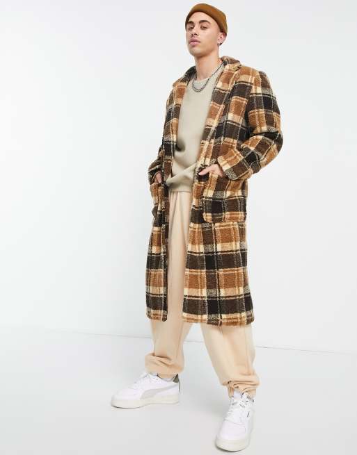 Another Influence - Brun longline frakke med tern