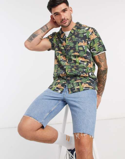 Another Influence - Camicia con rever e stampa di cactus