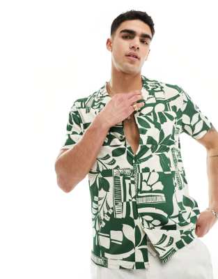 Another Influence - Camicia da mare con stampa di foglie astratte in coordinato