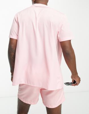 Camicia da spiaggia rosa con cuciture sul davanti in coordinato - Another Influence Camicia donna  - immagine2