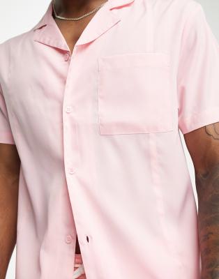 Camicia da spiaggia rosa con cuciture sul davanti in coordinato - Another Influence Camicia donna  - immagine1