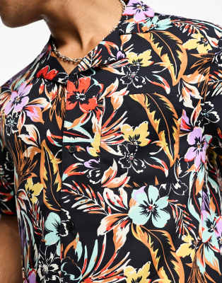 Camicia nera a maniche corte con stampa-Nero - Another Influence Camicia donna  - immagine3