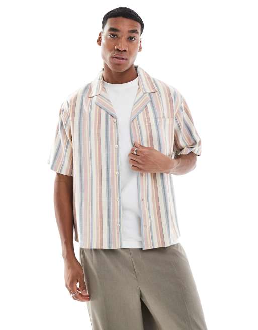 Another Influence - Camicia squadrata a righe multicolore con rever
