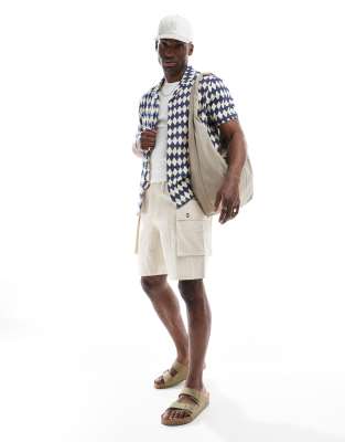 Another Influence Camp Collar Crochet Shirt