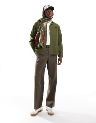 camp collar utility shirt in olive-Green