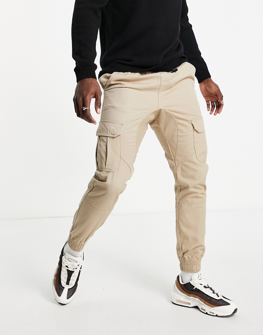 Another Influence cargo trousers in stone-Neutral