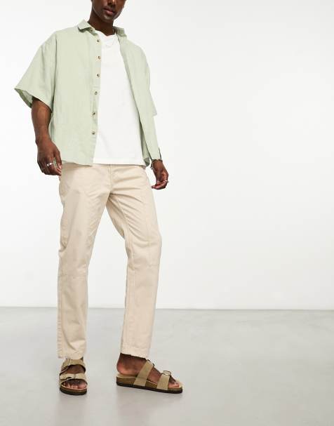 Another Influence carpenter straight leg pants in stone - view 1