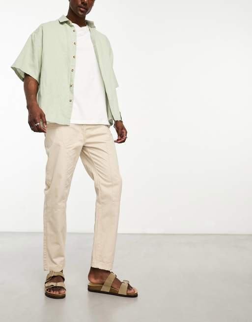 Another Influence carpenter straight leg pants in stone