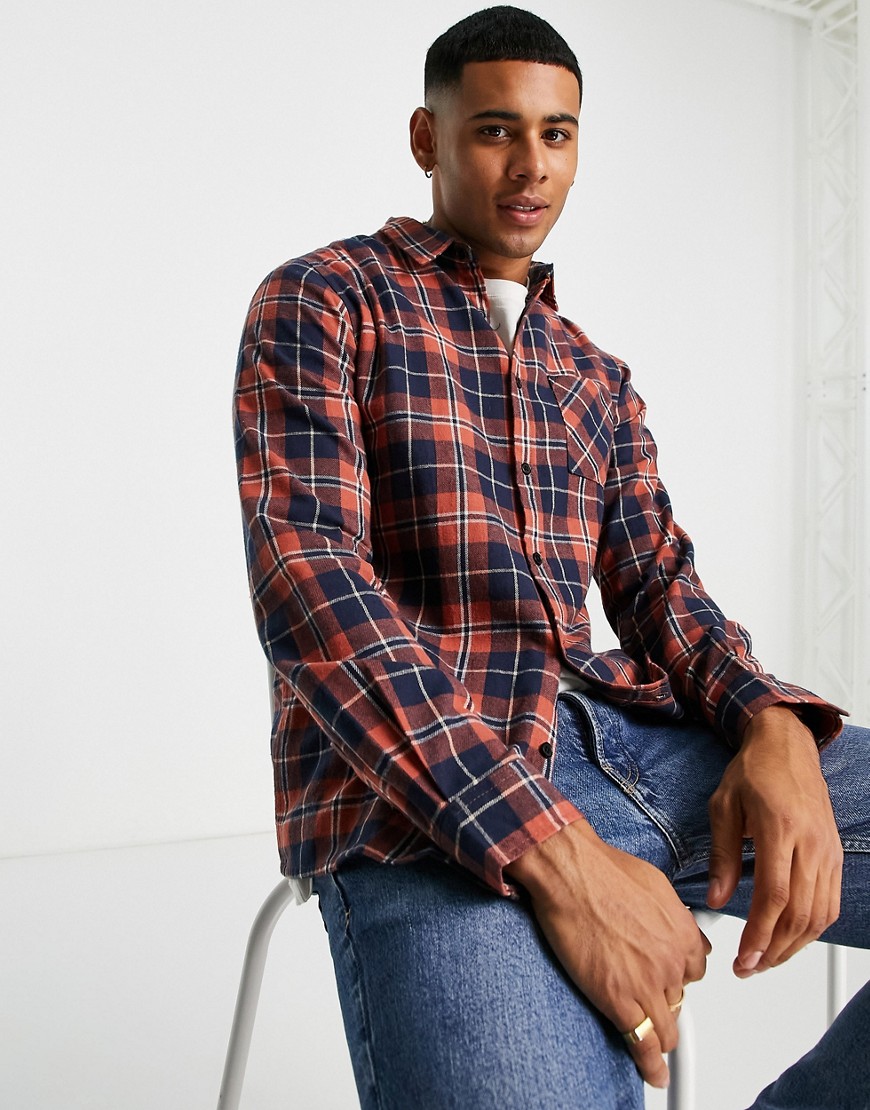 Another Influence check flannel overshirt in orange
