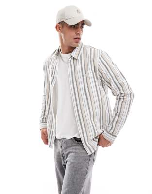 Another Influence - Chemise à rayures avec poche plaquée - Marron