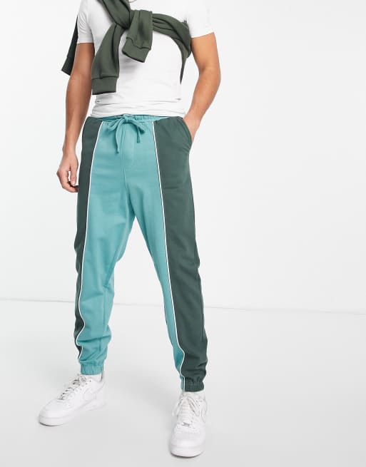 Another Influence co-ord colour block joggers in teal