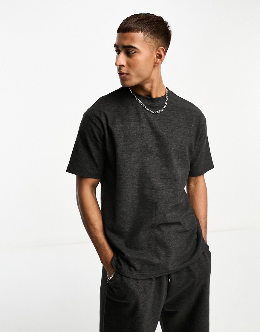 Another Influence co-ord heavy pique t-shirt in black