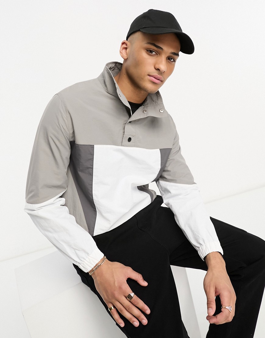 Another Influence co-ord nylon track jacket in grey