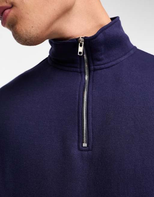 Another Influence color block half zip sweatshirt in navy, 3 of 4