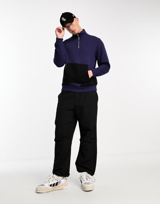 Another Influence color block half zip sweatshirt in navy, 4 of 4
