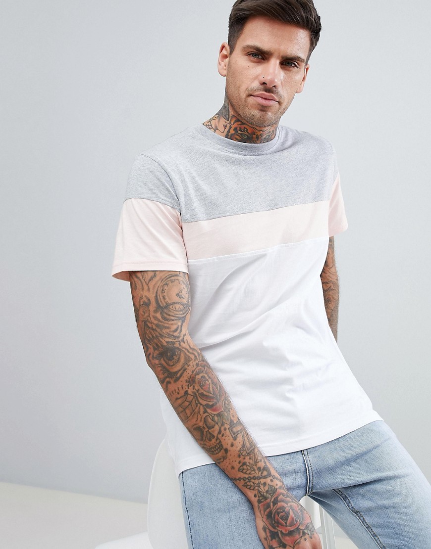 Another Influence Color Block T-Shirt-Gray