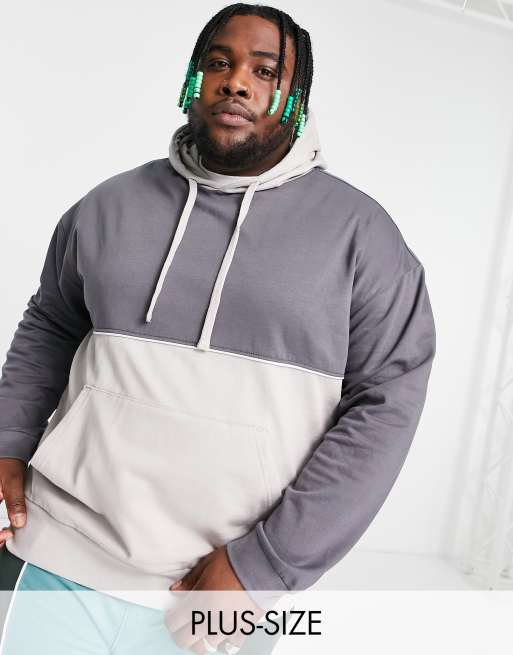 Another Influence colour block drop shoulder hoodie with piping