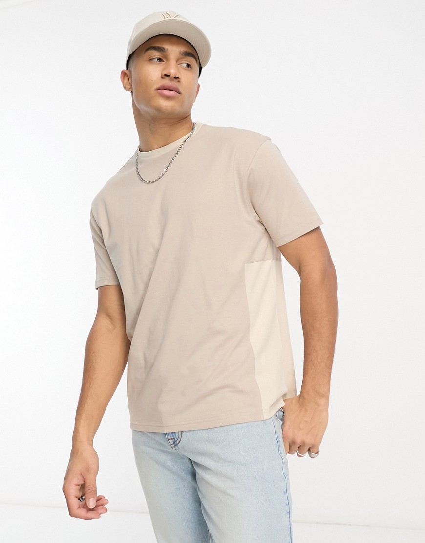 Another Influence colour block t-shirt in brown