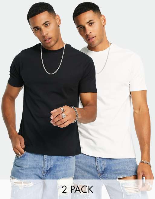 Another Influence - Confezione da 2 T-shirt attillate nera e bianca