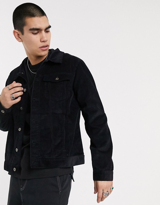 Another Influence cord trucker jacket in black