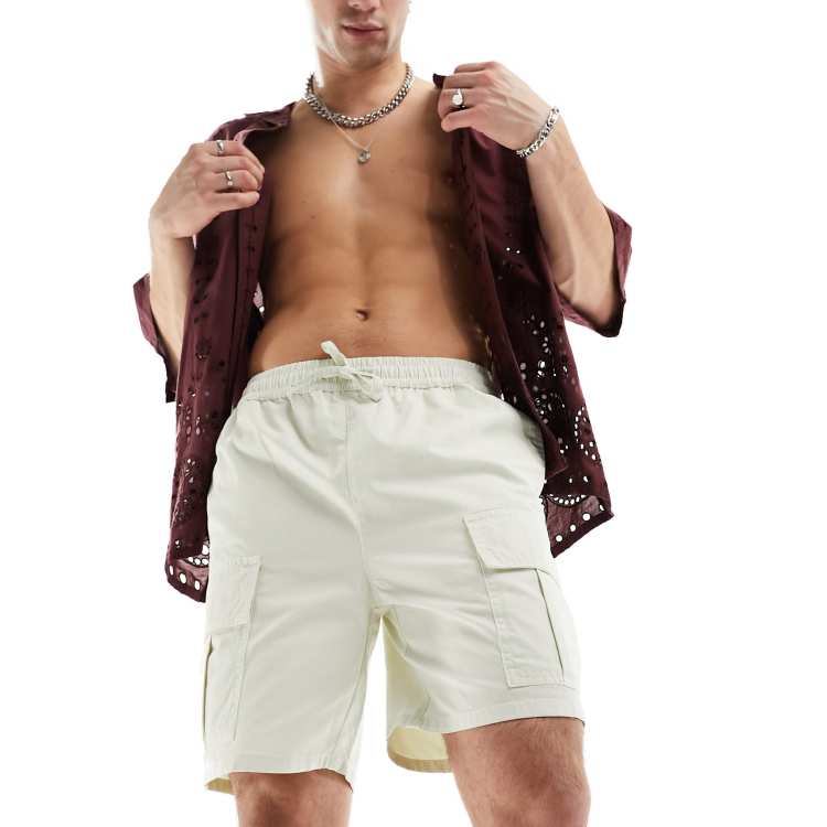 Another Influence cotton twill cargo shorts in off white ASOS