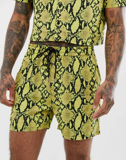AI - Combi-set in neon geel met slangenprint, 2 van 3
