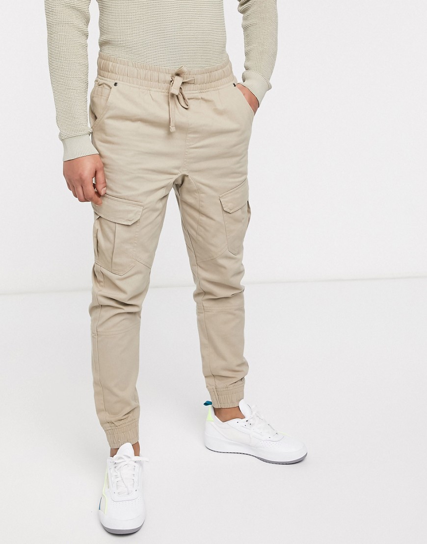 Another Influence cuffed cargo pants-Stone