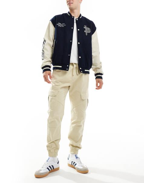 Another Influence cuffed cargo trousers in light stone - view 1