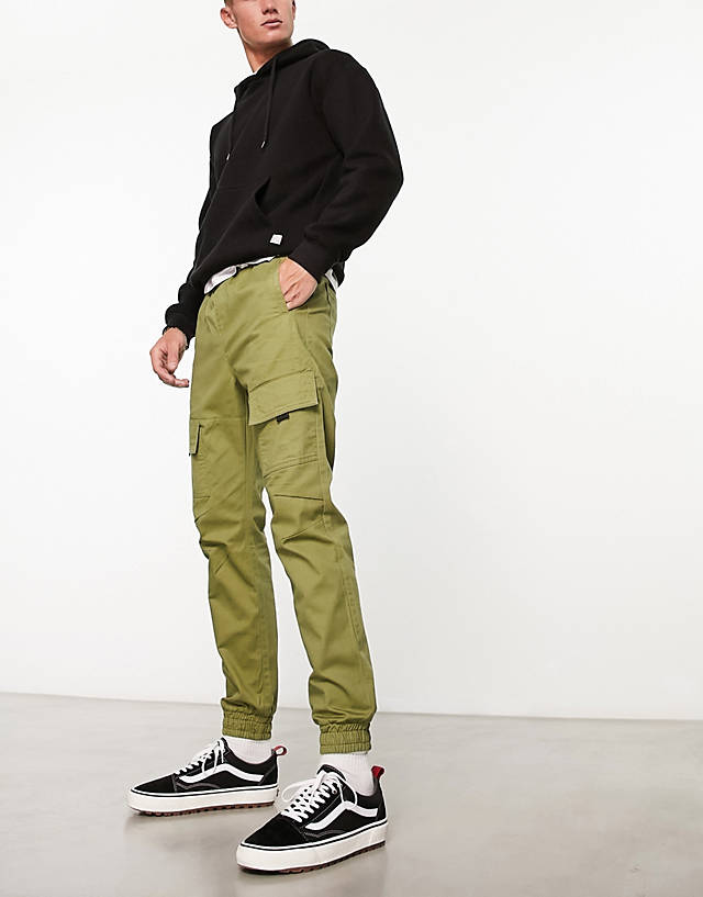 Another Influence - cuffed cargo trousers in mid green