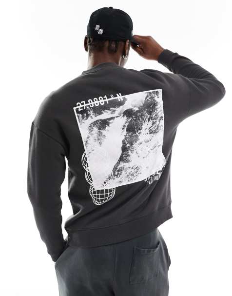 Another Influence – Czarna bluza oversize z nadrukiem ze współrzędnymi - view 1
