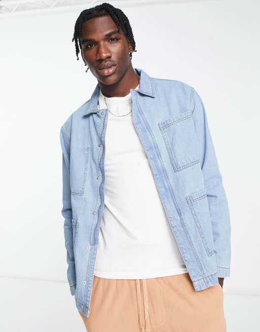 Another Influence - Denim werkjack in lichtblauw