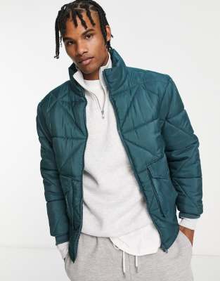 Another Influence diamond quilted puffer in teal