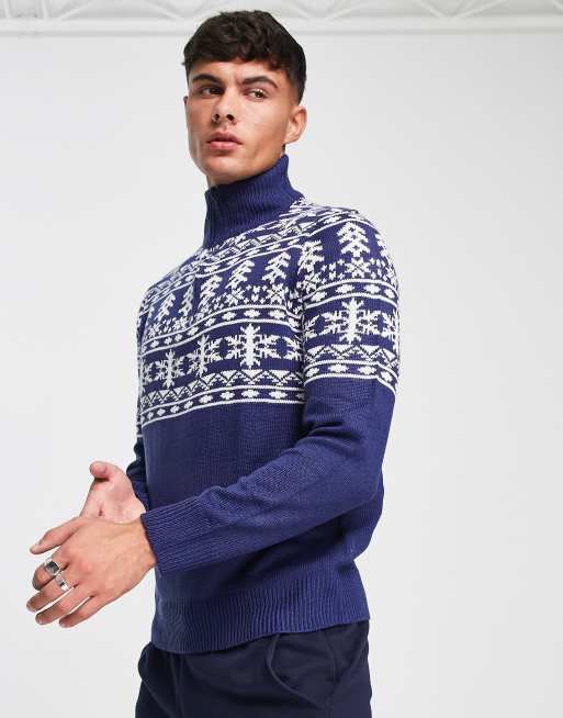 Fair isle half online zip jumper