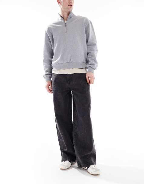 Another Influence - Forvaskede sorte denimjeans med brede ben - view 1