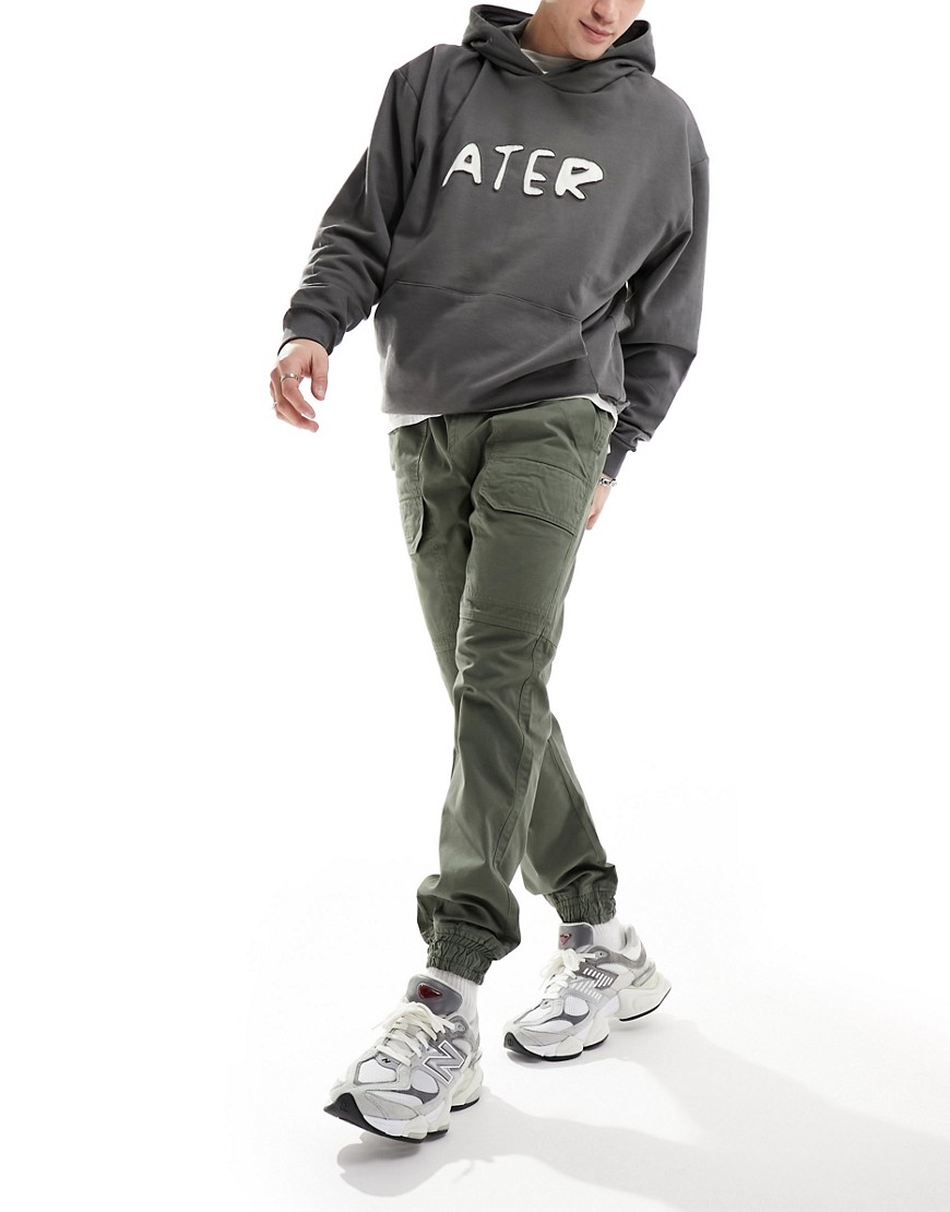 Another Influence Front Pocket Cargo Pants In Washed Khaki-green In Gray