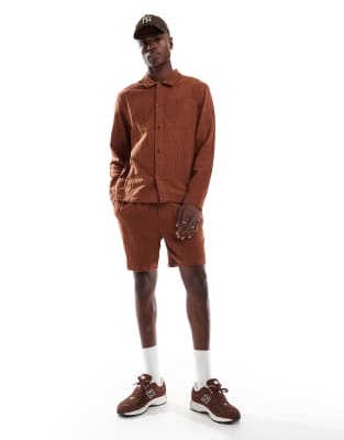 Another Influence Gauze Long Sleeve Relaxed Shirt In Orange