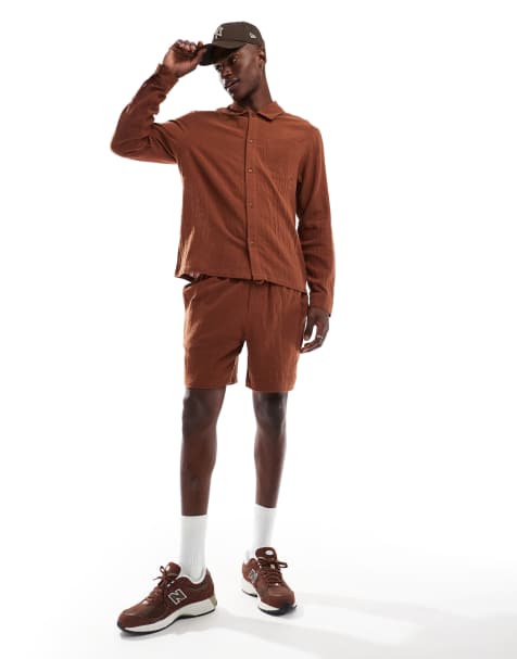 Another Influence gauze relaxed fit short in terracotta - part of a set - view 1