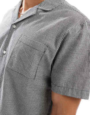Another Influence Gingham Check Short Sleeve Shirt In Gray