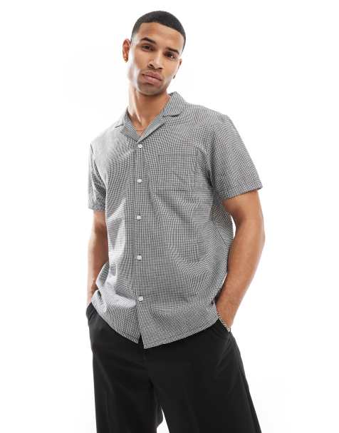 Another Influence gingham check short sleeve shirt in charcoal