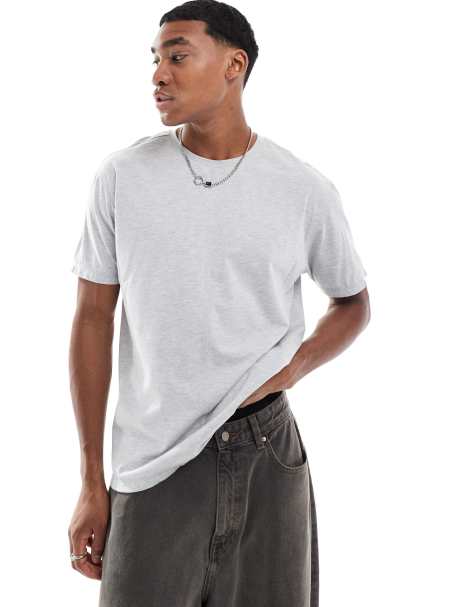 Another Influence – Gråmelerad t-shirt i oversize med dekorativ söm - view 1