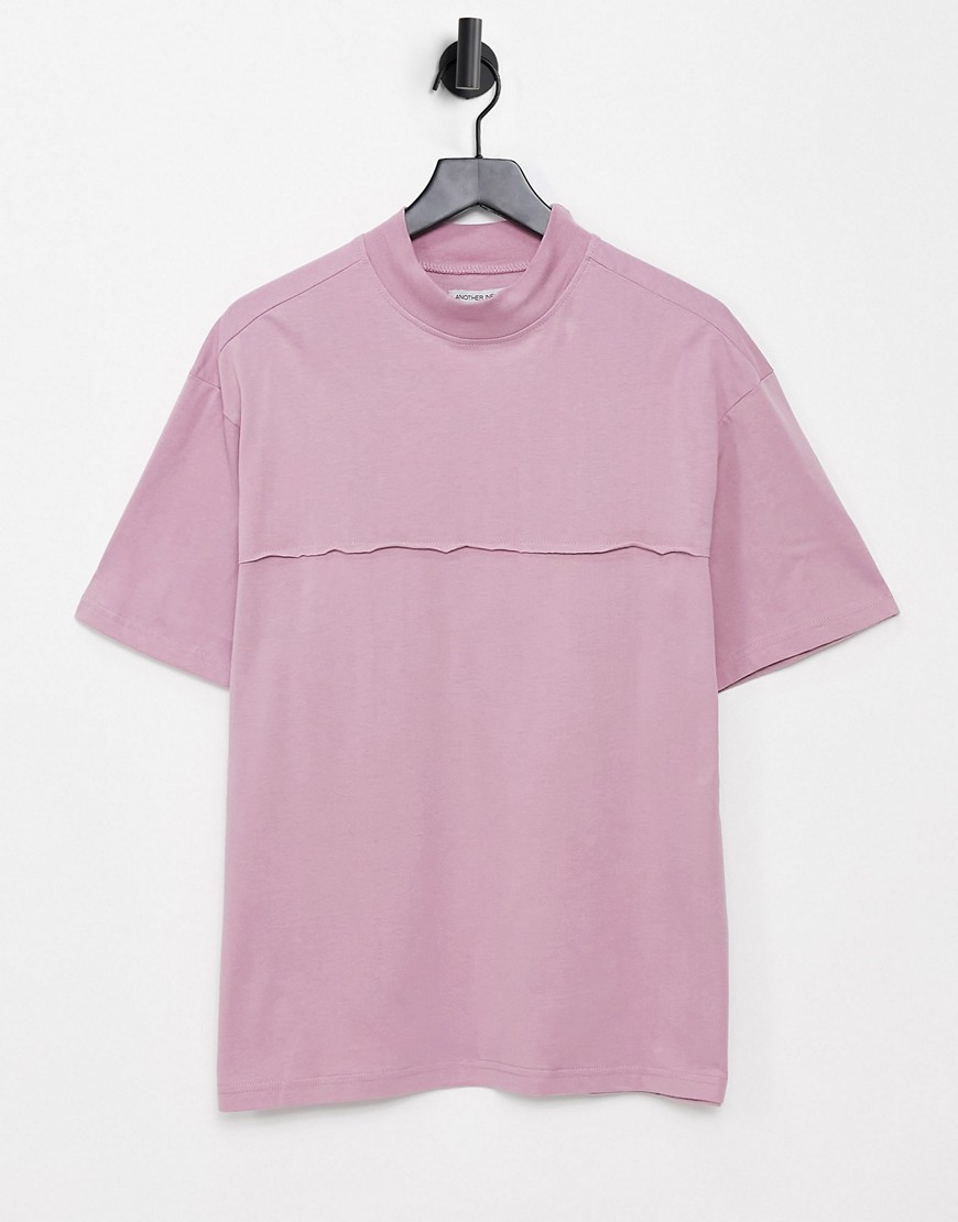 Another Influence – Grårosa oversized t-shirt med revär-Pink
