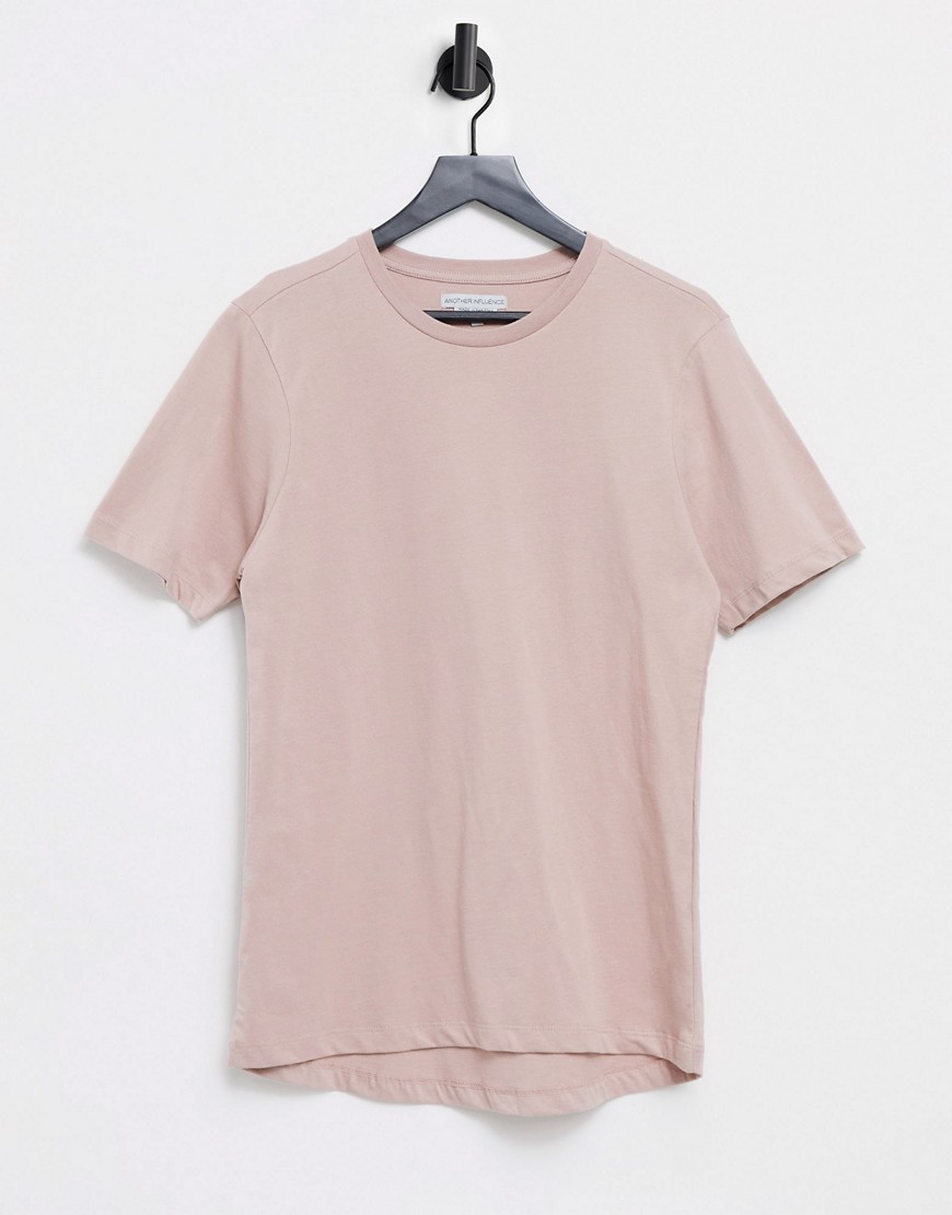 Another Influence – Grårosa t-shirt med boxig passform-Pink