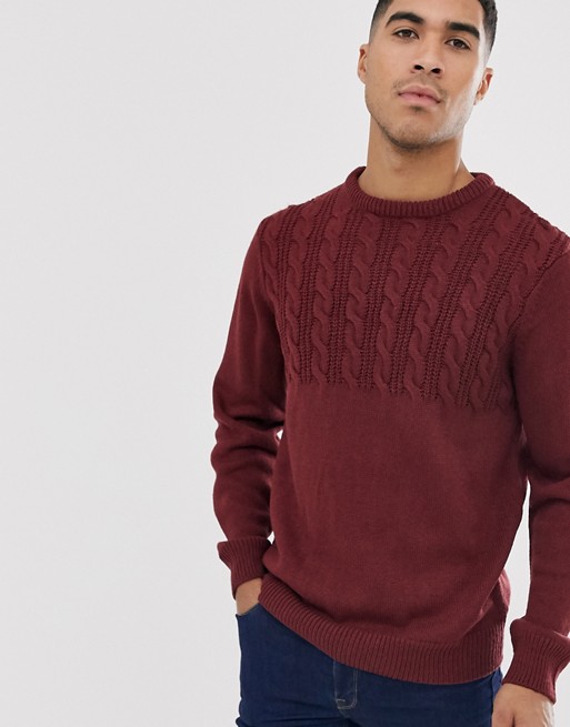 Another Influence half cable jumper in burgundy