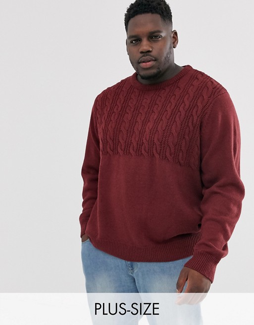 Another Influence Plus half cable jumper in burgundy